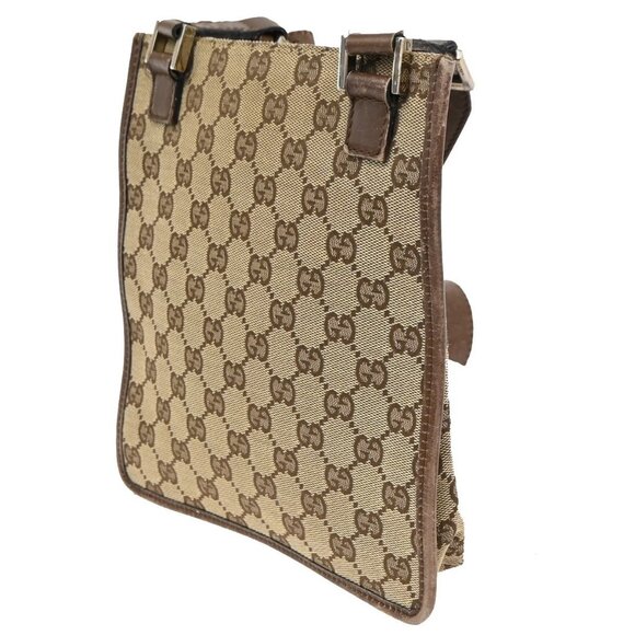 GUCCI Logo GG Pattern Crossbody Shoulder Bag Canvas Leather Brown SHW 02CA568GUC - Picture 7 of 9